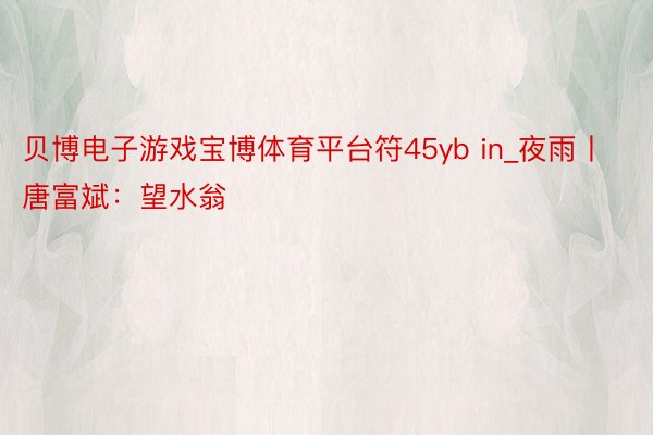贝博电子游戏宝博体育平台符45yb in_夜雨丨唐富斌：望水翁