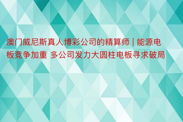 澳门威尼斯真人博彩公司的精算师 | 能源电板竞争加重 多公司发力大圆柱电板寻求破局